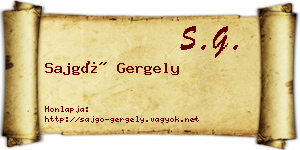 Sajgó Gergely névjegykártya